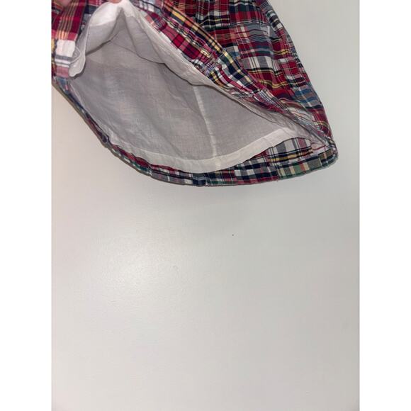 British khaki Patchwork Plaid Mini Skirt Sz 4 Cotton Multi-Color White Women VTG - Picture 3 of 6